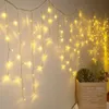 4 / 6m Icicle String Lights Christmas Fairy Light Outdoor Decoratie Droop 0.6 M LED Gordijn Nieuwjaar Bruiloft Garland Lamp