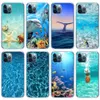 Ocean Scenery TPU Soft Shell New Animal Sea Fish Phone Fodral för iPhone 11 12 13 Pro Max X XR XS 8 7 Plus Högkvalitativ stötskyddad täckning