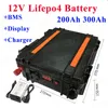 12.8V LifePO4 12V 200AH 250AH 300AH литиевая батарея с BMS для морской / солнечной системы / UPS / RV / пароход + 10А зарядное устройство