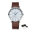 WWOOR Clearance Selling Men Quartz Wristwatches Luxury Brand Fashion Slim Watch Gift For Men Waterproof Brown Leather Watch 210527