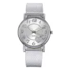 숙녀 시계 쿼츠 팔찌 세트 흰색 다이얼 럭셔리 여성 손목 시계 간단한 장미 골드 메쉬