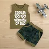 Zomer kids jongens kleding sets kinderen brief print korte mouw top shorts tweedelige set leger groene camouflage kleding M3499