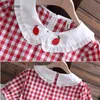 Japonia Mori Girl Preppy Style Letnia Sukienka Kobiety Haft Krótki Rękaw Plaid Es Kawaii Dziewczyna Ruffles Mini 210520