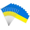 20 * 30 cm handgehaltene Mini-Flagge Ukraine mit weißem Stab, lebendige Farben und lichtbeständig, Länderbanner, Nationalflaggen, Polyester, JJA12529