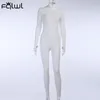 مضلعة محظوظ الملصق مثير bodycon phemsuit نساء سستة قطعة واحدة ملابس صلبة طويلة الأكمام النساء الإناث