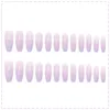 Glossy Purple Ombre Fake Nails Gradient Super Long Coffin Press on Ballerina False Fingernails Tips Acrylic Full Cover Nail4087887
