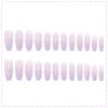 Glossy Purple Ombre Fake Nails Gradient Super Long Coffin Press On Ballerina False Fingernags Tips Akryl Full Cover Nail4087887