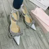 Satin 65mm Bowie Pompy Kryształ Zdobione Rhinestone Buty Wieczorowe Stiletto Obcasy Sandały Kobiety Heeled Luksusowe Projektanci Kostka Pasek Dress Factory Footwear