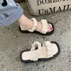 Rimory Summer Casual Folds Flat Sandals Kvinnor Bekväma Soft Square Toe Tofflor Kvinna Utomhus Fashion Beach Flip Flops 210528
