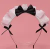 Diadema de encaje con cinta de sirvienta para mujer, accesorios de disfraz, cosplay de lolita, mardi gras, carnaval, tocado de fiesta de anime, blanco