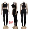 Hot Sell Letter Print Tracksuits For Women Sleeveless Crop Top And Sports Pants Casual Brand 2 Piece Sets J2377
