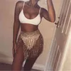 2020 neue Stil Sexy Nachtclub Party Rock Super Flash Diamant Strass Quaste Bikini Mini Weibliche Neon Bleistift Röcke Großhandel x0428