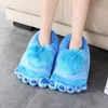 Grappige beer poot slippers voor mannen winter harige huis schoenen unisex pluche fury slippers heren indoor bont schoenen heren dier slippers y0427