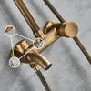 Antique Brass Bathroom Shower Set Faucet Bath Mixer Tap 8" Rainfall Head Bathtub Wall Mounted Sets