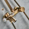 Antique Bronze Banheiro Conjunto de Chuveiro Faucet Bath Mixer Tap 8 "RainTub Head Banheira De Parede Montado Conjuntos