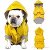 Roze Zip Up Dogs Raincoat Dog Apparel met reflecterende knoppen Zakken Regen / Waterbestendige Verstelbare Trekkoord Verwijderbare Hood Premium Hond Regenjassen Grootte S tot 5XL