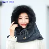 Autumn e Winter Knit-Collar Hat Hat Women Sweater Warm Students Beanie/Skull Caps Eger22