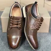 Genuine Leather Dress Shoes Men Top Quality Brogues Oxfords Business Shoe Designer Loafer Classic Lace up Office Party Trainers With Box 006