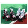 Quad Skates Flag Printing PU Leather Double Row Roller Skates Adult Two Line Roller Skates Patins Shoes
