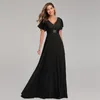 Evening Dresses Elegant V-Neck Ruffles Chiffon Formal Evening Gown Robe Vestidos De fiesta Dress for Party