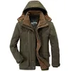 Men Winter Hooded Thick Fleece Parkas Jacket Hat Detachable Coat Mens Outdoor Military Casual Pockets loose Parka Jacket Men 6XL 211216