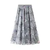 Весна осень стрекозы вышивка тюль женские длинные юбки высокая талия шикарный э-линия зонтик сетки юбка женщина 210428