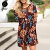 Lässige Kleider gelbe Blumenkleid Reich Taille Sukienka Shirred Rübe Robe Femme 2022 Boho Kleidung tragen Frauen Langarm