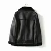 Fur Locomotive Retro with Belt Riding Winter Women's Jacket Long-sleeved Lapel Padded Warm Black Zip Chic Female Coat Tops 211109