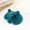 Luxury Keychain Real Mink Fur Animal Cartoon Hippo Doll Accessories For Girl's Gift Women Charm Bag Holder Pendant Chains 2020