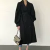 Automne Oversize Femme Casual Long Trench-Coat Style Coréen Vintage Lanterne Manches Outwear Élégant Taille Bandage Coupe-Vent 210514