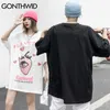T-Shirts Streetwear Harajuku Cartoon Erdbeere Auge Drucken T-Shirts Hemden Hip Hop Sommer Mode Casual Kurzarm Tops 210602