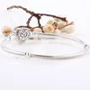 Moments Heraldic Lace Enchanted Heart Clasp Snake pandora Bracelet Fit 925 Sterling Silver Bead Charm Diy Fine Jewelry