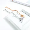 Charm Bracelets Personality Heart Tag Crystal OT Buckle Design Bracelet Women Rose Gold Stainless Steel Jewelry Gift 3-GS1012