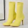 2022 grande taille 32-48 femmes bottes en daim fétiche 10cm talons hauts violet jaune néon vert court bottines pêche chaussures