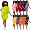 Summer Femmes Tracksuit Deux morceaux Set Designer 2021 Casual Tenue à manches courtes Couleur Solide Couleur Fashion T-shirt Loose T-shirt Jobging Cuisson gratuit DHL