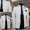 Herrenanzüge Blazer Weiß Nadelstreifen Männer Bräutigam Smoking Revers One Button Maßgeschneiderte Passform Schlanker formeller Party-Abschlussballanzug Outwear für Männer