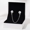 Perlina di fascino con catena di sicurezza per connessione d'amore in argento sterling 925 per braccialetti con ciondoli per gioielli Pandora europei