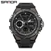 Sanda 6008 Märke Men Militärsportvakt Digital Quartz Dual Display Watch Vattentät Mäns Elektronisk Klocka Relogio Masculino G1022