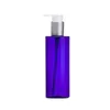 Blauw plastic huisdier fles platte schouder mat zilveren kraag witte lotion pers pomp brengen kaart gesp lege navulbare cosmetische verpakking container 100ml 200ml 250ml