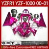 Corps de moto pour Yamaha YZF-1000 YZF R 1 1000 CC YZF-R1 00-03 Carrosserie 83No.42 YZF Rose Rose R1 1000CC YZFR1 00 01 02 03 YZF1000 2000 2001 2002 2003 Kit de carénage OEM