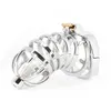 Male Stainless Steel Cock Cage Penis Ring Sleeve Chastity Device Belt with Catheter Spikes Lockable Adult Sex Toys for Men S0824