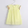 Sommer Mädchen Kleid bestickt ausgefallene Prinzessin Kleider für Mädchen kleine fliegende Ärmel Kinder Kleidung Baby Kinder Kleidung 210625