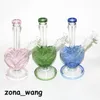9 Inch Smoke hookah Water Pipe heart shaped glass bongs oil rig thickness for smoking bong with bowl downstem wax dabber tools