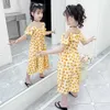 Adolescente meninas vestido de praia floral festa estilo casual crianças roupas de verão menina 6 8 10 12 14 210528