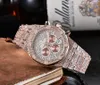 Montre de Luxeメンズ自動フル機能ストップウォッチ時計ドレスステンレススチールサファイア防水スカイダイヤモンドダイヤルクラシック腕時計