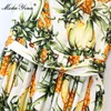 Créateur de mode robe de vacances d'été femmes Spaghetti sangle ananas imprimé bohème élégant coton Midi 210524