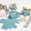 Caixa de presente Diamante Papel azul Caixa de doces casamento favores para convidados chocolate caixa de embalagem bebê festa de aniversário decoração 210323