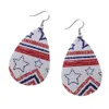 Women's American Flag Pattern Star Earrings Leather Teardrop Shape Jewelry X0709 X0710