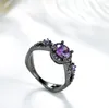 Anneaux de mariage taille 5-10 superbes bijoux 10KT or noir rempli rond coupe violet zircon cubique pierres simulées femmes anneau