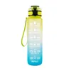 Bouteille d'eau en plein air de 1000 ml avec paille, bouteilles de sport, randonnée, Camping, bouteille de boisson en plastique sans BPA, bouteilles d'eau en plastique portables colorées
